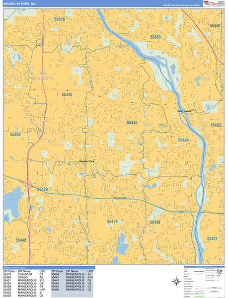 Brooklyn Park, MN Zip Code Map